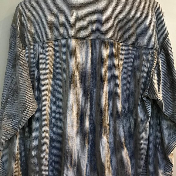 Vtg Jay Y. Ko Studios Silver Corduroy Striped Velvet Button Up Long Sleeve Large - Picture 11 of 14